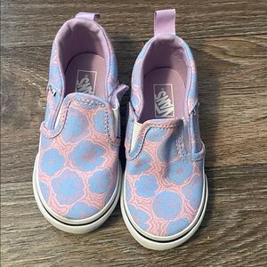 Vans Kids Slip-On Sneakers - Lavender and Sky Blue Floral